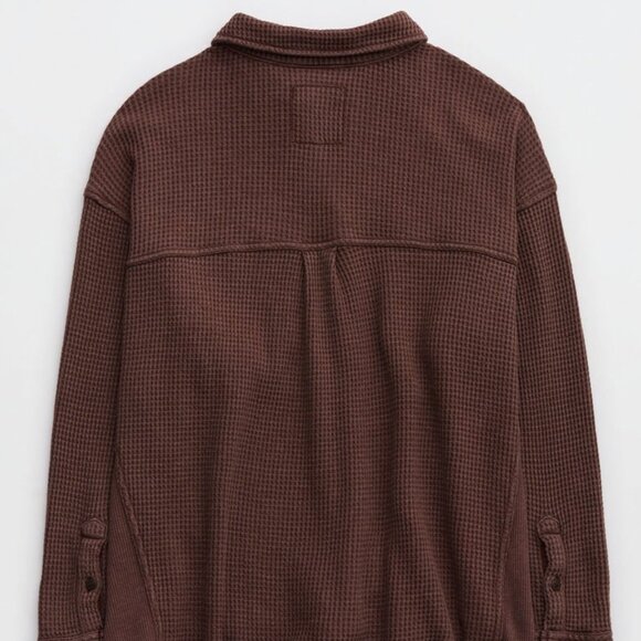 🆕️NWT Aerie LumberJane Waffle Shirt in 'Dark Maple', Size Medium - Picture 10 of 14
